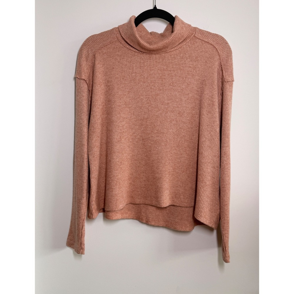 Lush Turtleneck Sweater Womens Medium Peach color NWT Ribbed Knit Long Sleeve